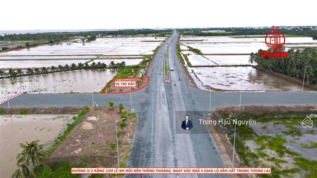 Đất góc 2 mặt tiền đường 3/2 nối dài ngay ngã tư cầu tà niên, lộ 22m, 25x13m quy hoạch full thổ cư