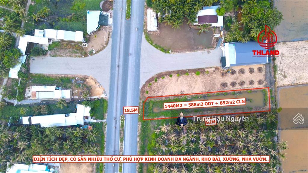 Đất mặt tiền đường ba tháng hai ngay ngã 4 gần cầu kênh cụt. đặc biệt có 588m2 thổ cư, 18.5x82m shr