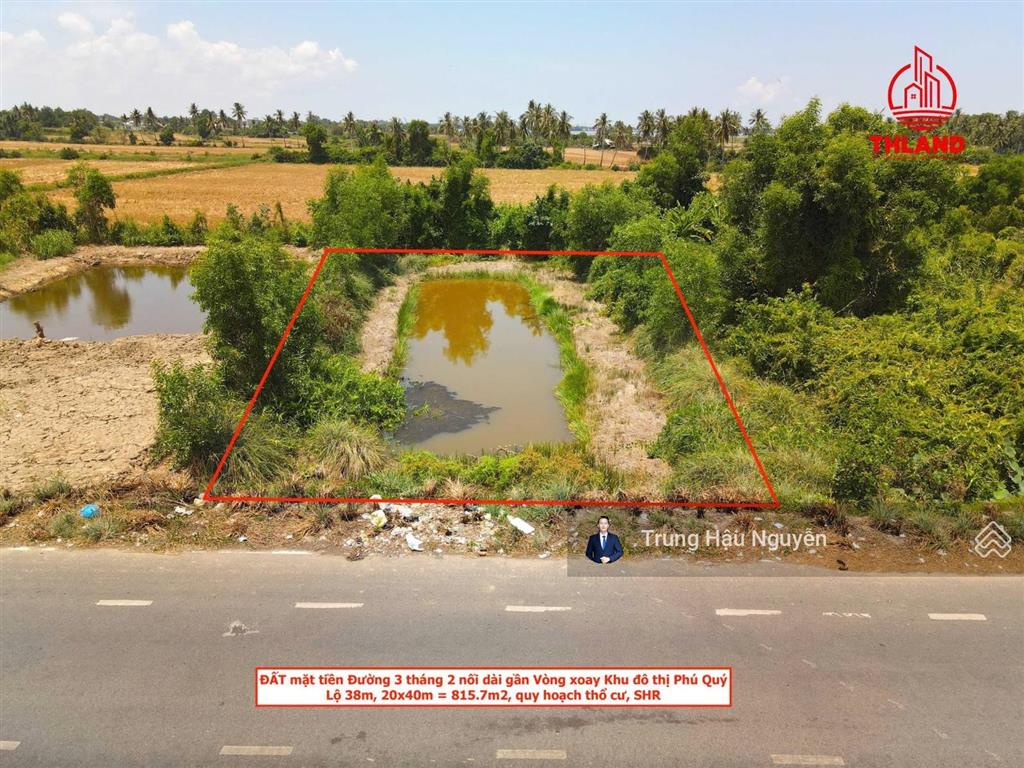 Đất mặt tiền đường 3 tháng 2 nối dài gần vòng xoay kđt phú quý, lộ 38m, 20x40m quy hoạch thổ cư shr