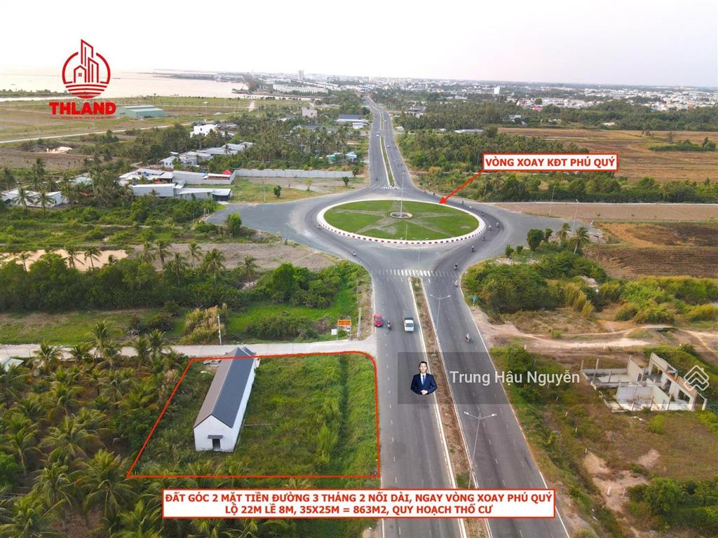 Đất góc 2 mặt tiền 3 tháng 2 nối dài ngay vòng xoay kđt phú quý, lộ 38m, 35x33m, quy hoạch thổ cư