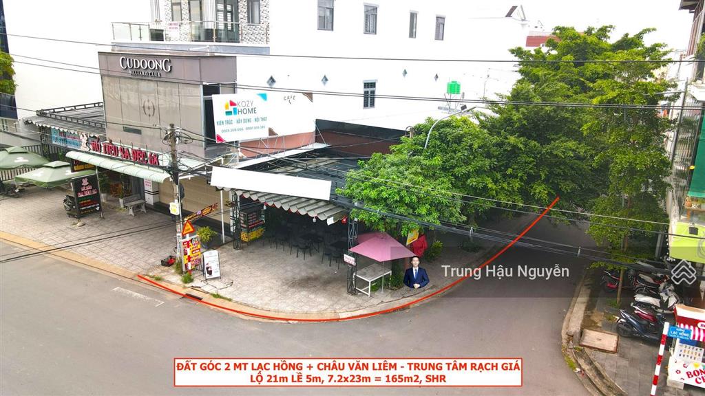Quán cà phê góc 2 mặt tiền lạc hồng châu văn liêm, trung tâm rạch giá. lộ 31m, 7.2x23m đất tmd shr