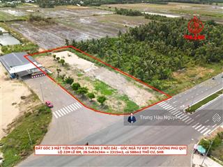 Đất góc 3 mặt tiền đường 3 tháng 2 nối dài ngay ngã tư phú quý  rạch giá. lộ 38m, 28.5x82m thổ cư