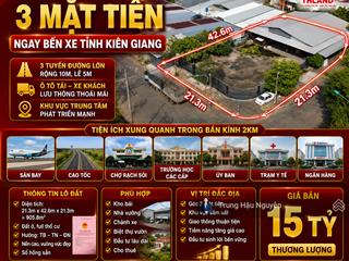 Đất góc 3 mặt tiền ngay bến xe tỉnh, lộ 20m, 21x42mx21m, full thổ, shr, phù hợp kinh doanh đa ngành