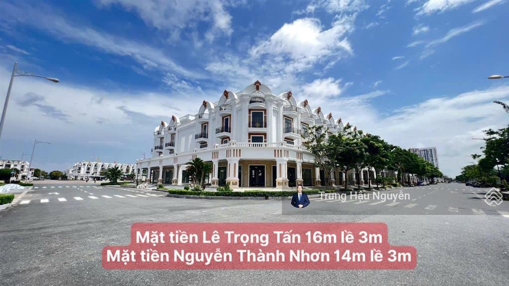 Cho thuê shophouse góc 3 mặt tiền đ. lê trọng tấn  kđt phú cường. lộ 22m, 14x24, 4 tầng, thô trong