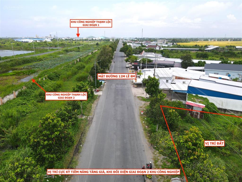 Đất mặt tiền võ văn kiệt ngay trung tâm khu công nghiệp thạnh lộc. lộ 12m lề 8m, 34x269m qh thổ cư