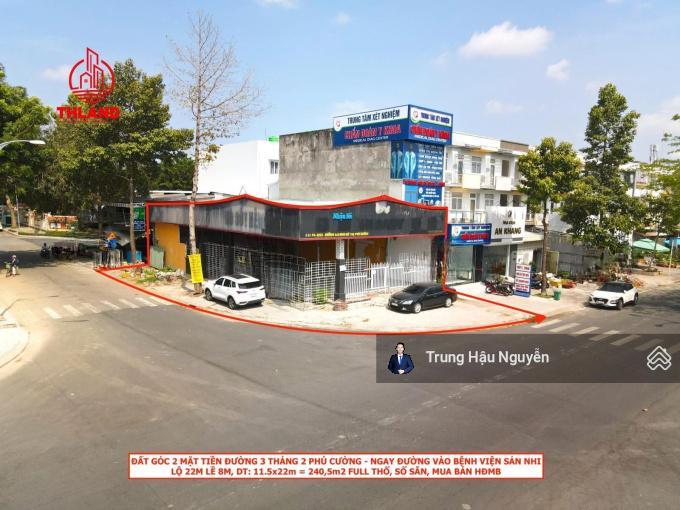 Đất góc 2 mặt tiền đường 3 tháng 2 ngay bệnh viện sản nhi. lộ 38m 11.5x22m full thổ cư, đ.bắcđ.nam