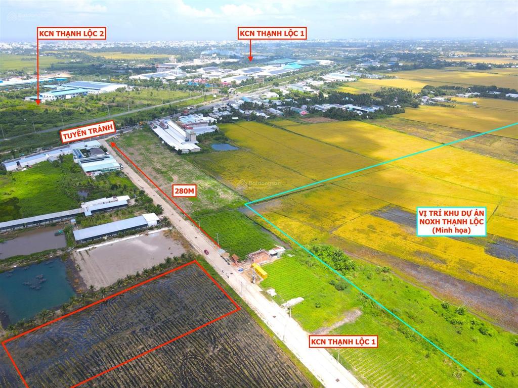 Đất mặt tiền đ. thong lưu  đối diện noxh khu công nghiệp thạnh lộc. lộ 7m, 43x95m quy hoạch thổ cư