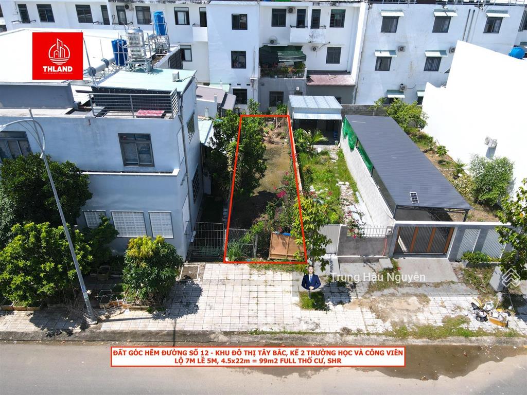 Đất góc đường 12  khu đô thị tây bắc, kế 2 trường học  công viên. lộ 7m lề 5m, 4.5x22m full thổ