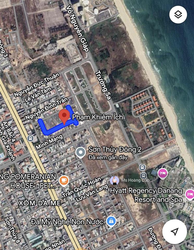 Biển sơn thuỷ  đối diện công viên  đối lưng trục chính 34m. giá 7,5 tỷ/100m2. được xây 7 tầng.