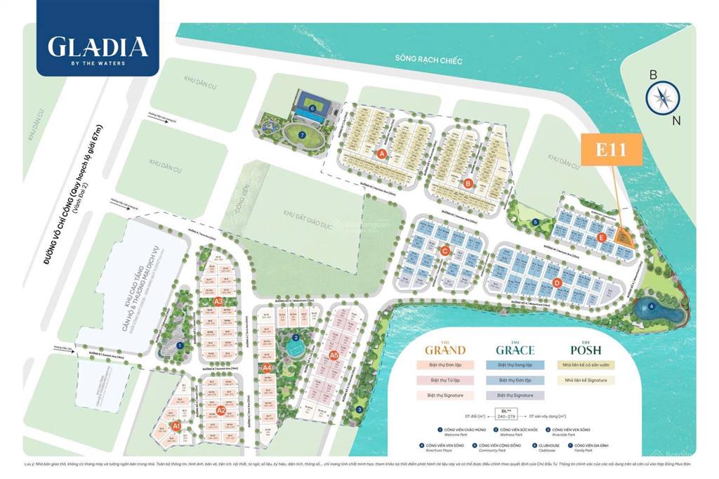 Biệt thự đơn lập, góc 2 mặt tiền, giáp sông và công viên, dt 305m2, thiết kế đặc biệt tại gladia