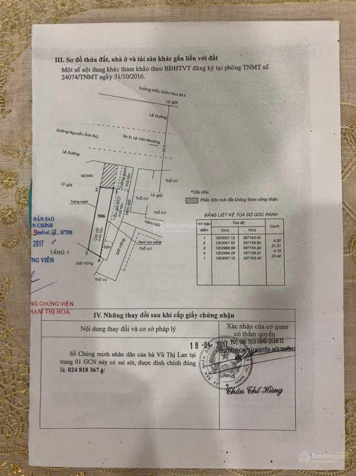 Chính chủ cần bán mặt tiền 90a nguyễn ảnh thủ, phường hiệp thành, q. 12, tp. hcm