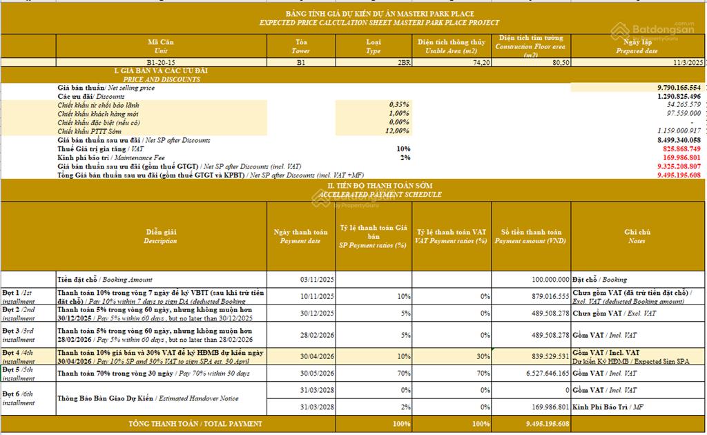 Tháp b2 tầng 17 view hồ bơi giá gốc 9,2tỷ chiết khấu còn 8,2tỷ | chỉ duy nhất 1 căn |  0949 397 ***