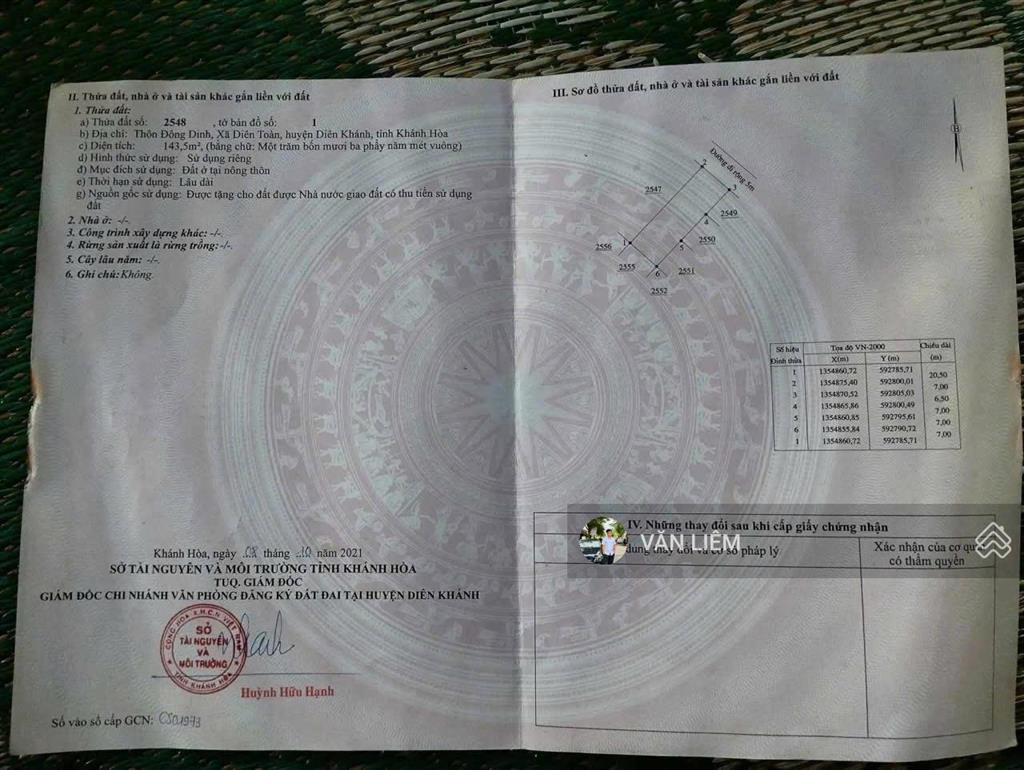 Cần bán tái định cư đất diên toàn, diên khánh vị trí cách đường huỳnh thúc kháng vài bước chân