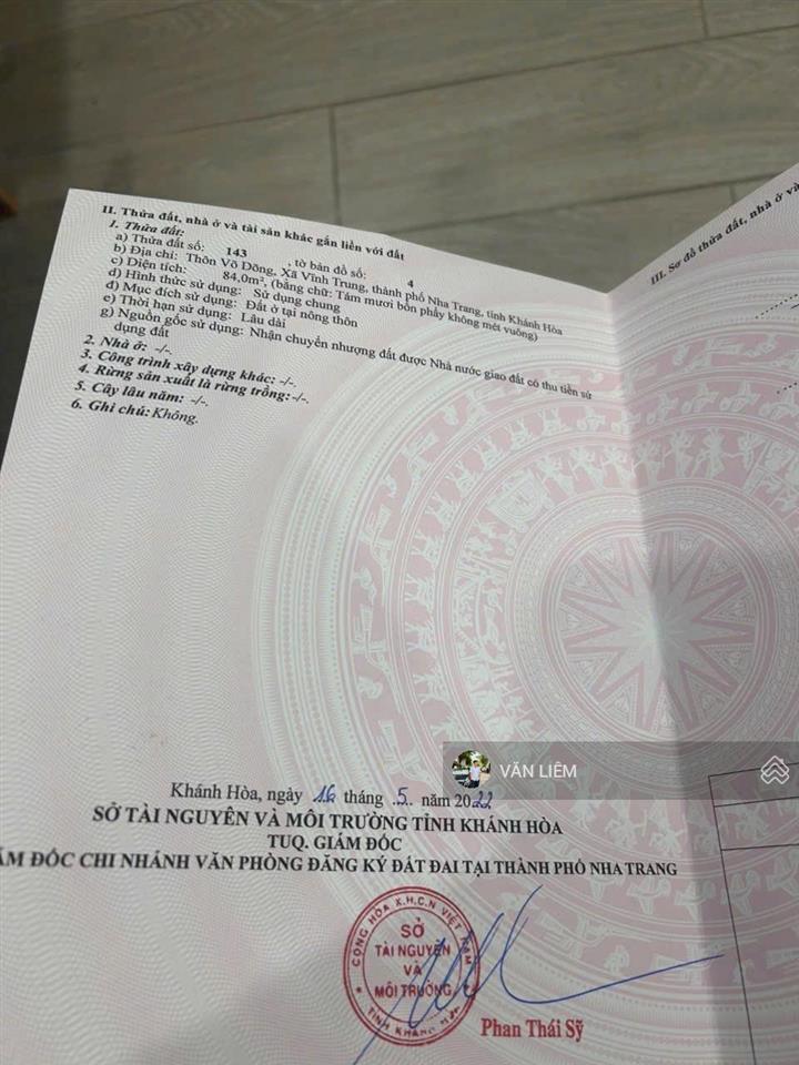 Bán nhanh lô đất mặt tiền kinh doanh  võ dõng  vĩnh trung vị trí đường thông giữa 23/10 qua vng