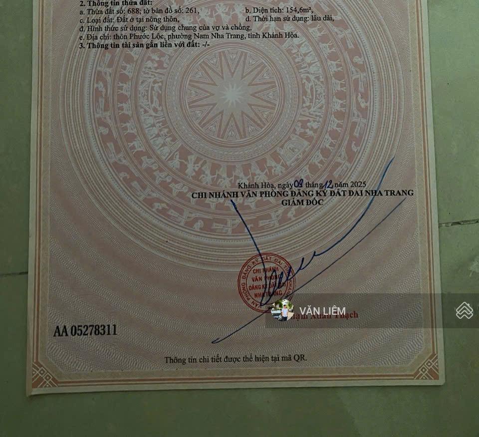 Bán lô đất mặt đường la văn cầu  phước đồng nay thuộc phường nam nha trang  dt 154m2 full