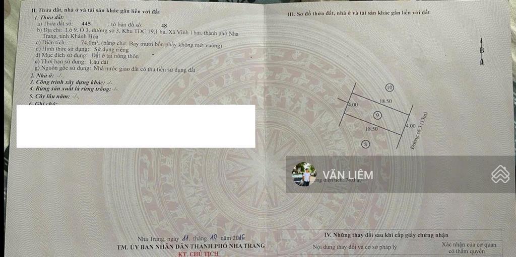 Bán lô đất tđc đất lành, phường nam nha trang 
đường nhựa 13m song song với phong châu