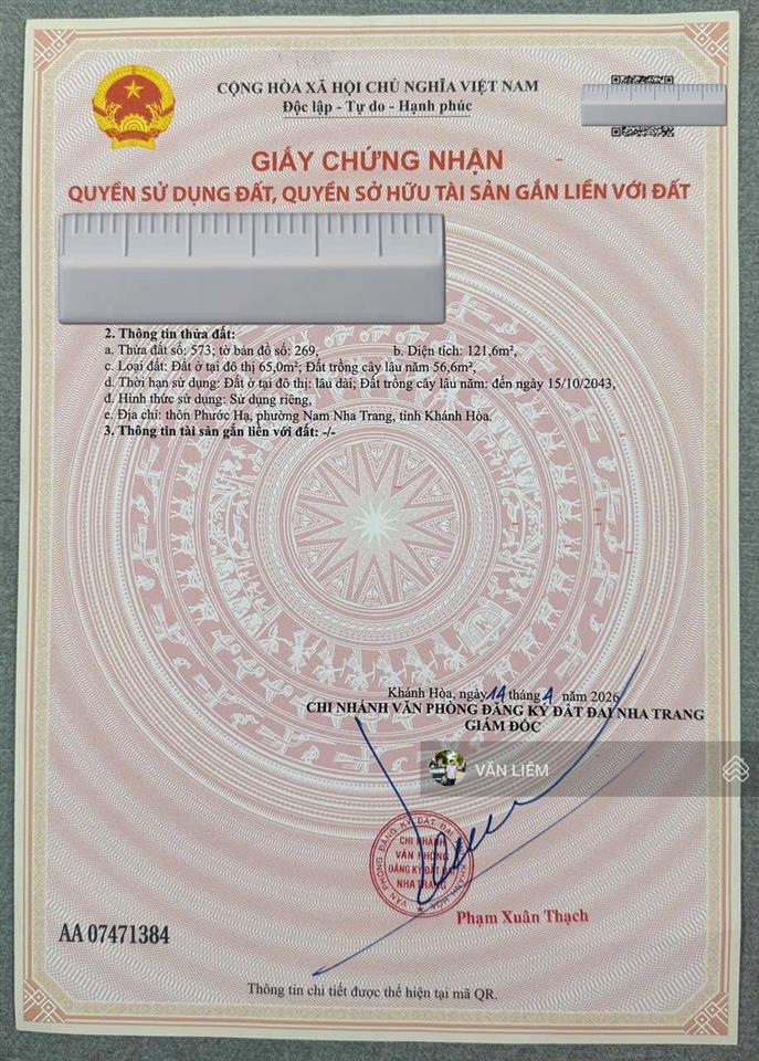 Bán đất mặt tiền thái khang  dt 121,6m (ngang 5,2m)  đường 12m, khu dân cư