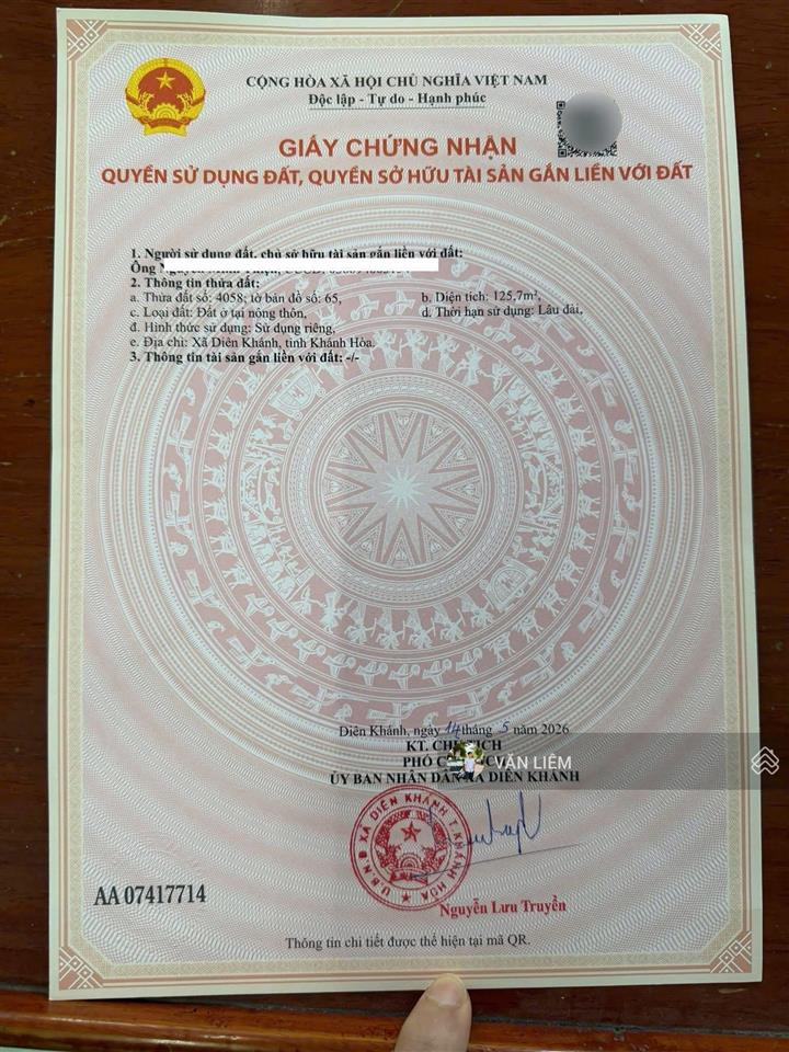 Bán lô đất cực đẹp ở phú ân nam
 ngang 6m. dt 125,7m2
 đường nhựa 13m. hướng nam. sổ hồng sẵn