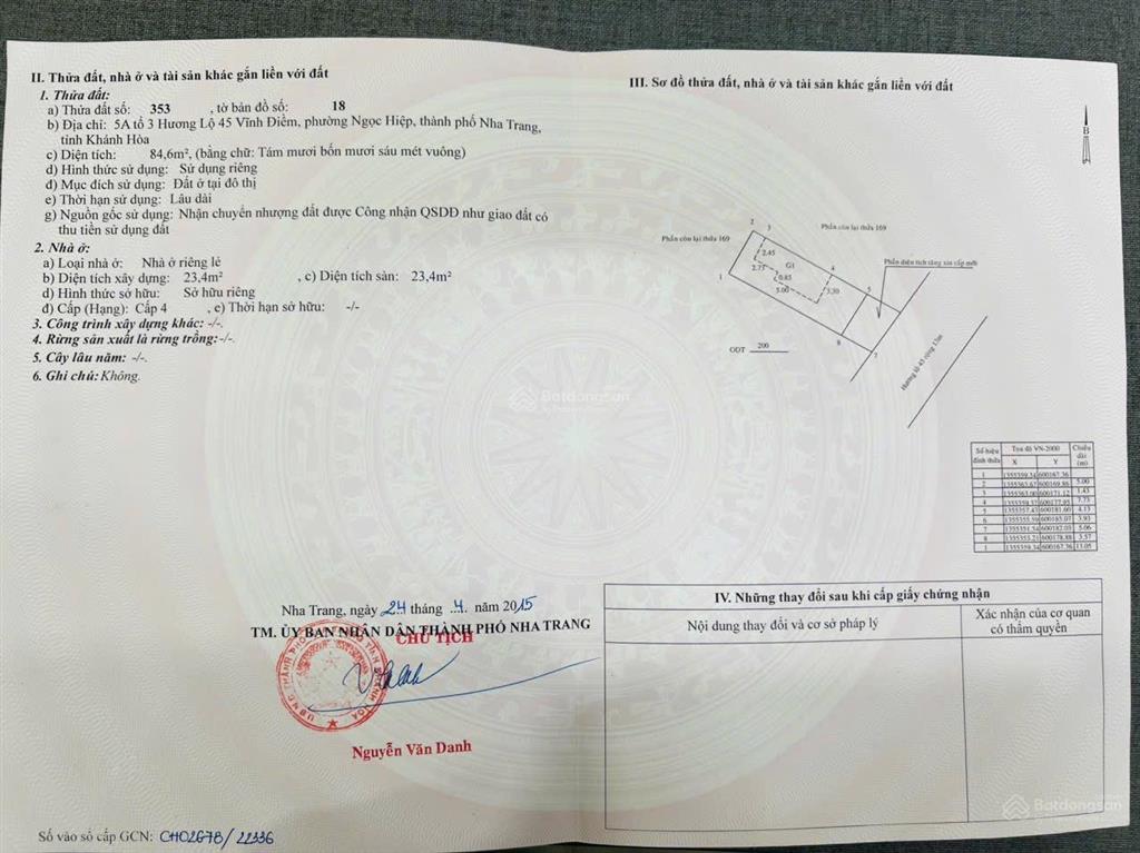 Đất đầu đường lương định của gần đường 23/10  diện tích 84m2 (ngang 5m)  trục chính kinh doanh