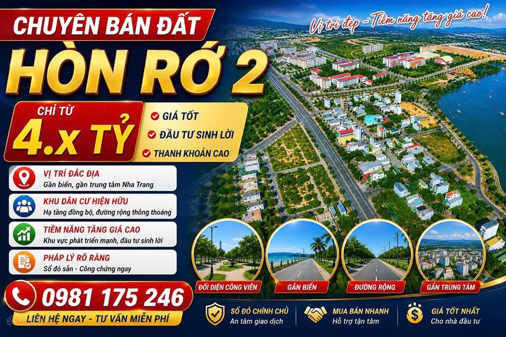 Tđc hòn rớ 2 đường 13m, sổ hồng riêng khu tái định cư hòn rớ 2  nhánh sông