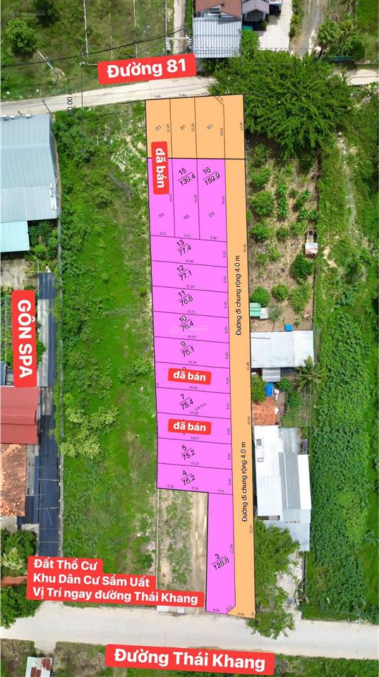 Đất full thổ cư  thái khang phước hạ, nam nha trang * giá chỉ 1 tỷ 550 * diện tích 76m2