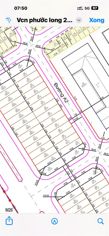 Mặt tiền đường a2 kđt vcn phước long 2, đối diện trường mầm non  diện tích 97,5m2  gần công viên