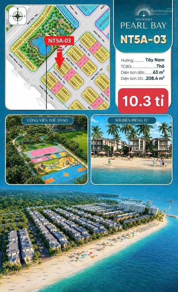 Vinhomes pearl bay nt5a03 giá 10.3 tỷ, gần công viên & hồ bơi. vị trí đẹp, cạnh căn góc,