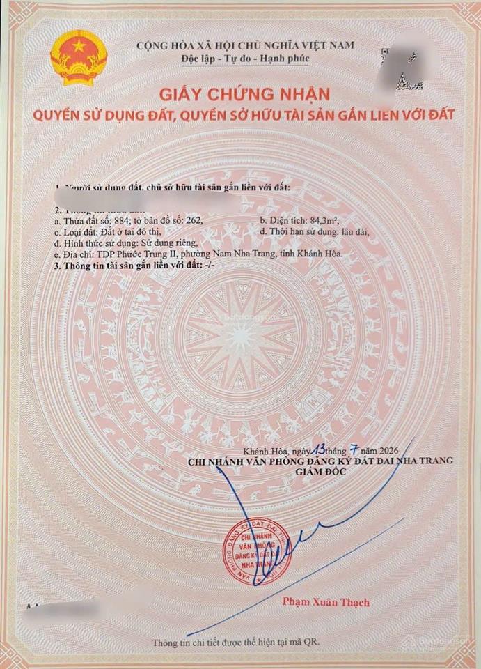 Bán lô đất phước lợi, cách đại lộ ntt 15m diện tích 84,3m2 full thổ ngang 5,1m sau 5,15m