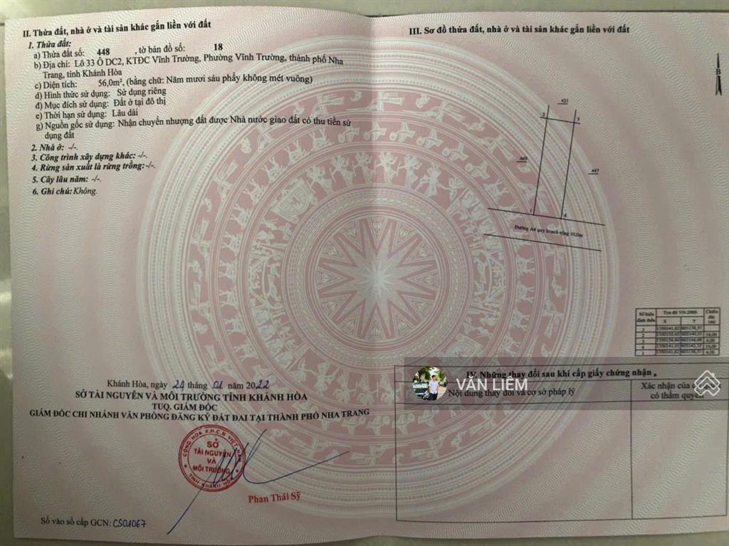 Bán đất tđc vĩnh trường gần chợ vĩnh trường vị trí đẹp, cách đường võ thị sáu khoảng 40