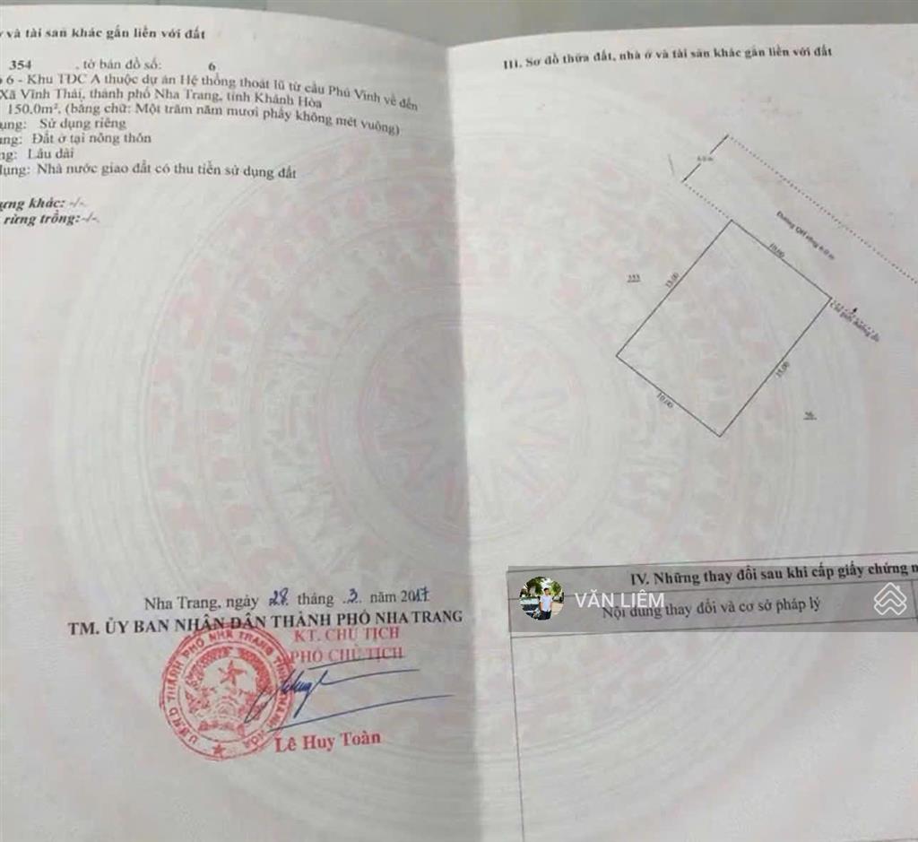 Hàng hiếm lô đất tđc mặt tiền sông tắc  thủy tú  phường nam nha trang diện tích 150