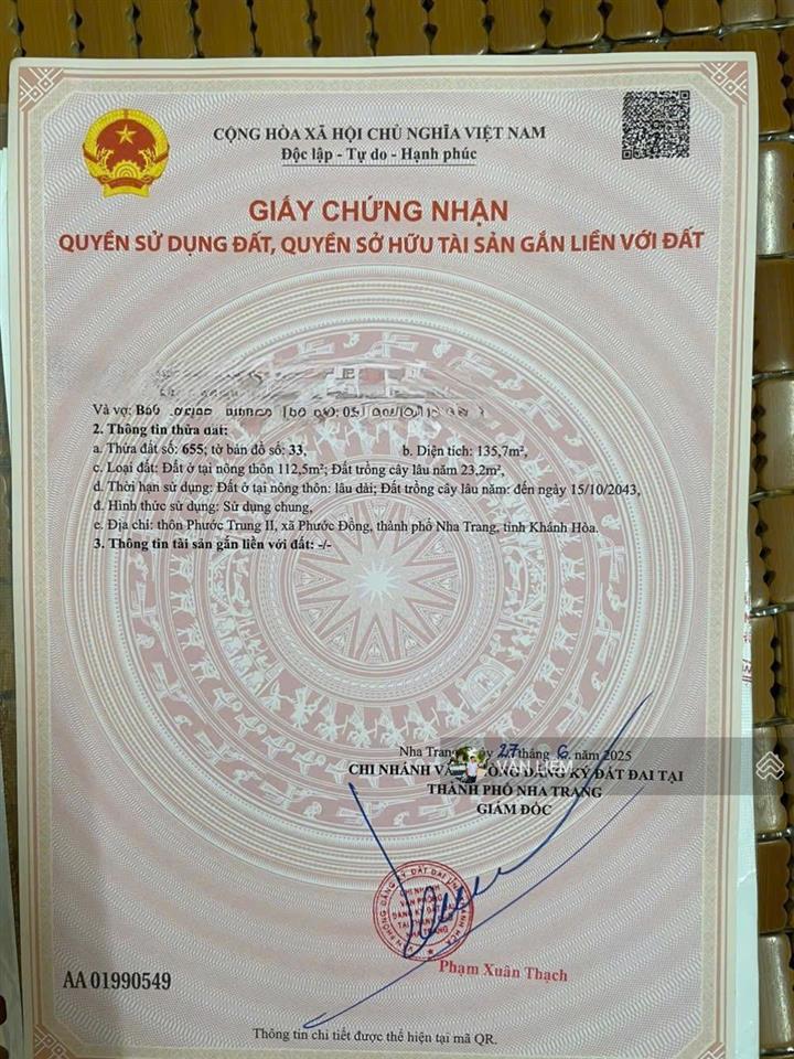 Bán đất phước đồng, nam nha trang đường rộng 78m, khu dân cư hiện hữu diện tích 135.7m2