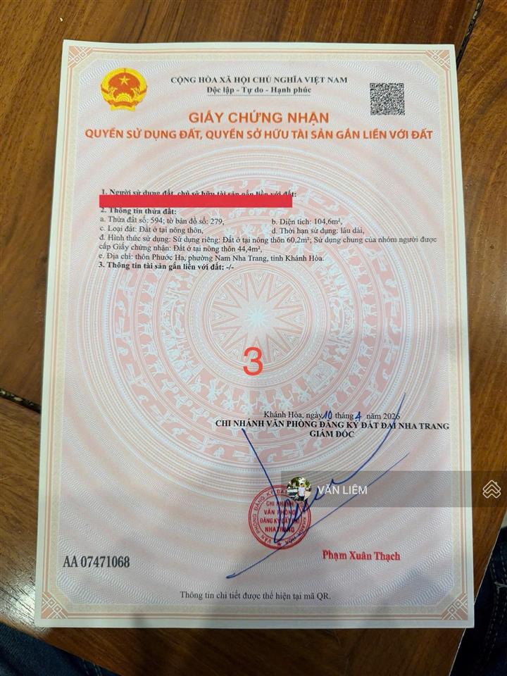 Còn 1 lô hiếm có sau trường phước hạ chỉ 980 triệu! diện tích 60,2m ngang 5m. sổ riêng full