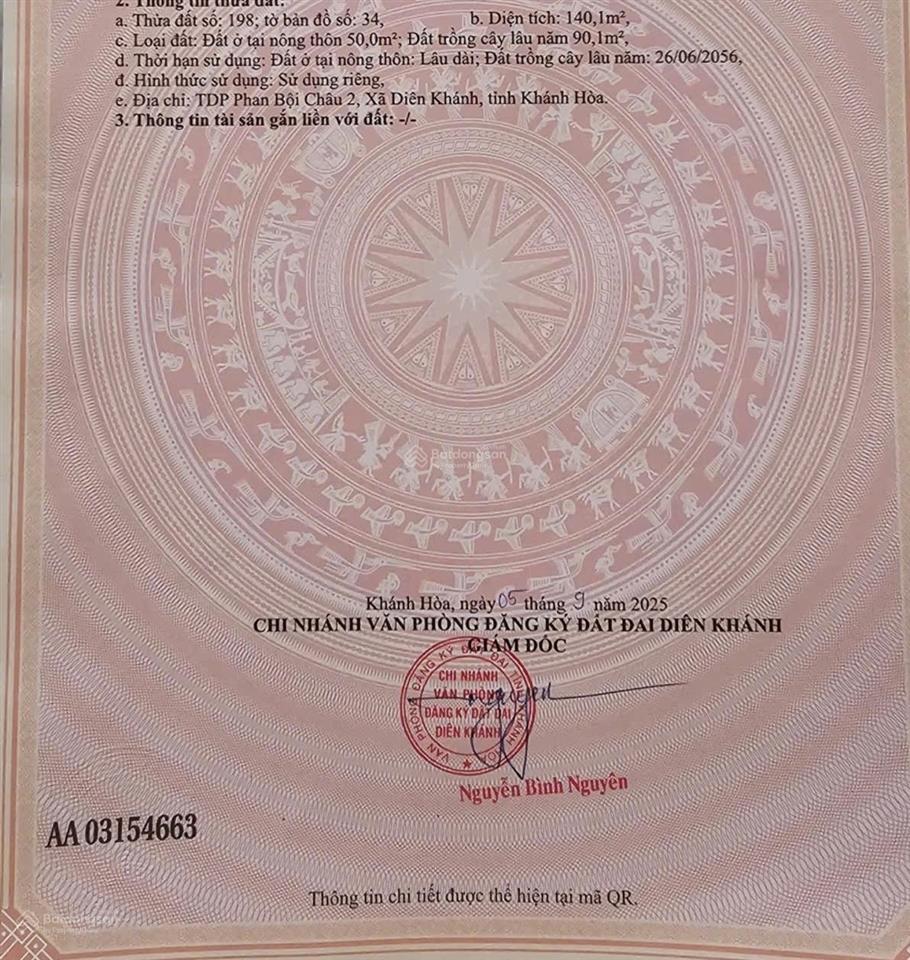 Đất trung tâm diên khánh gần khu đô thị phú an nam 2