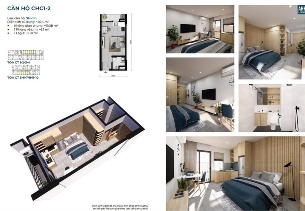 Cho thuê căn hộ studio 26m2 tại evergreen tràng duệ  hải phòng với 3,5 tr/tháng