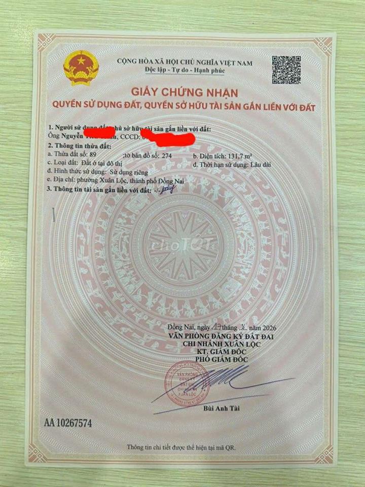 chính chủ bán nhà xuân hiệp. phường xuân lộc