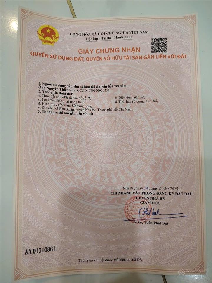 Đất thổ cư 100% xây dựng tự do khu omely đào tông nguyên xã nhà bè