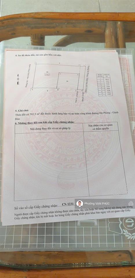 Bán đất 2 mặt tiền lộ + sông gần cảng cá gành hào, tiện làm nhà xưởng, cây xăng