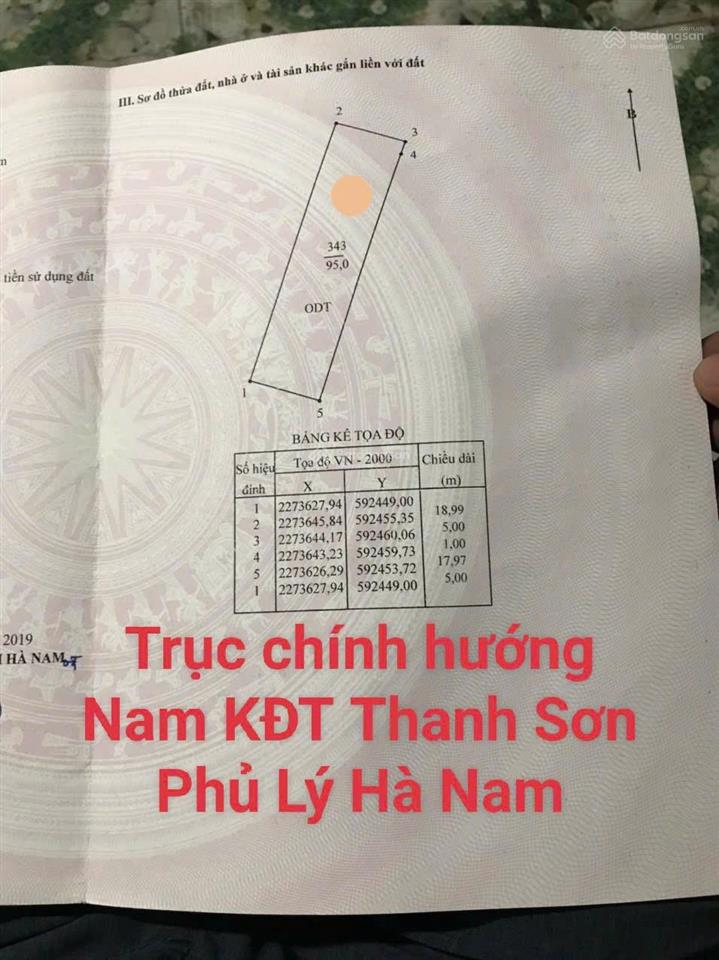Hàng hiếm với 95m2 trục chính, cạnh công viên tại kđt thanh sơn, p. lê hồng phong, tp. phủ lý