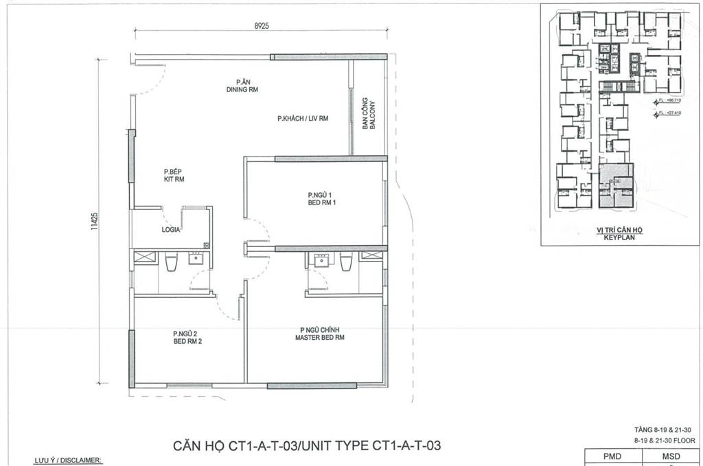Bán căn 3 ngủ  98m  hướng tây nam  giá 9.2 tỷ (bao phí)