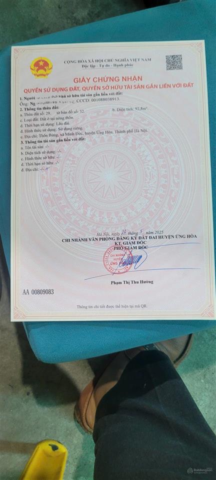 Chính chủ gửi bán 93m2, ngay sát tl428 minh đức, ứng hòa, giá chỉ 1.6 tỷ