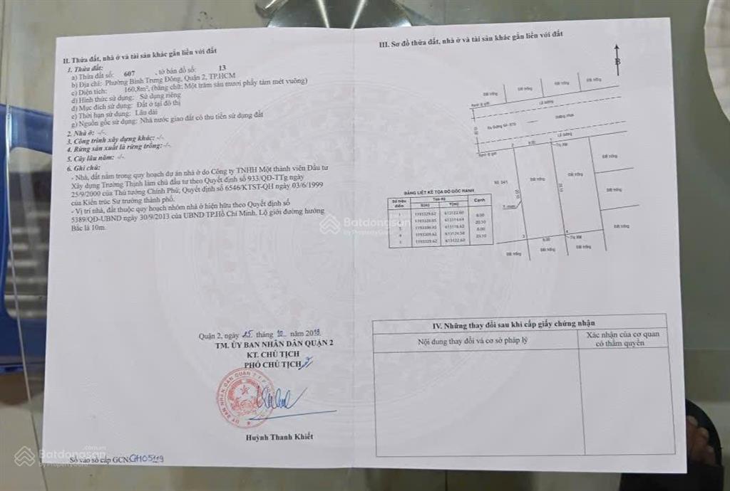 Cần bán lô biệt thự q2, p. bình trưng, 125tr/m2