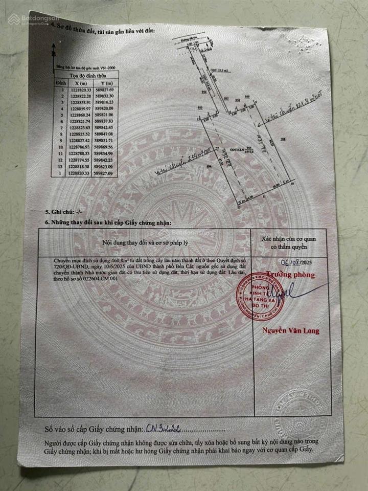 Bán đất an điền bến cát dt748 thông vào khu công nghiệp, 1.573m2 có 517.9m2 thổ cư giá 3tỷ200