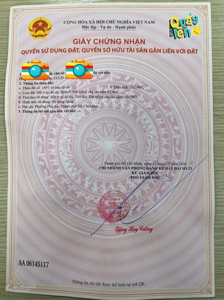 Bán đất phú an đường nhựa 12m thông, dt 7x22m giá 1ty680
