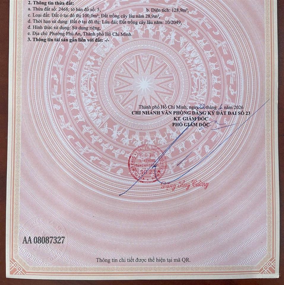 Bán đất tại xã phú an, thành phố bến cát, bình dương, 1,52 tỷ, 128,9m2 giá ưu đãi