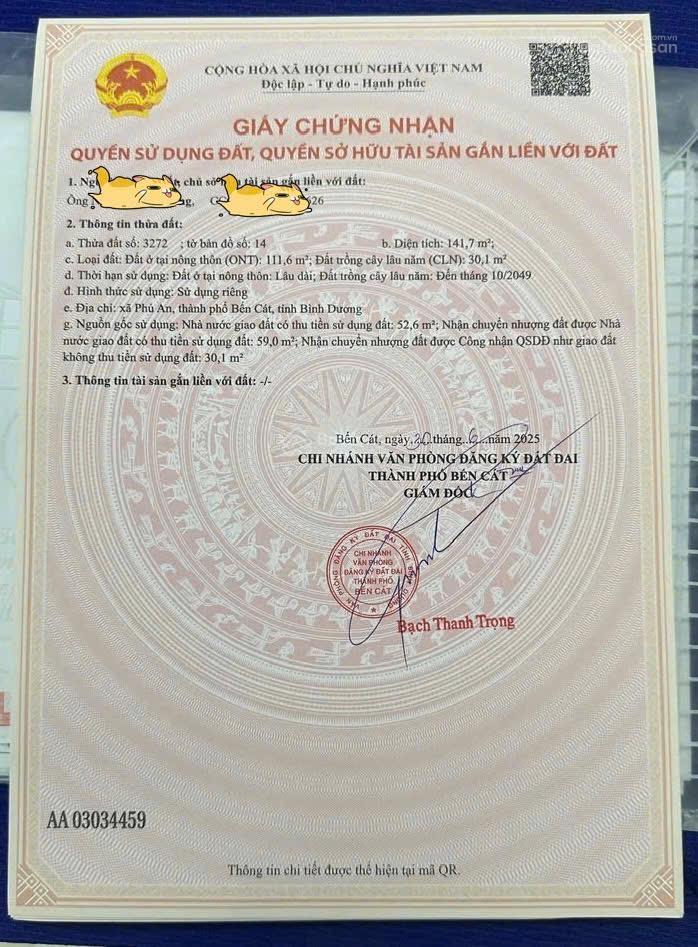Bán gấp đất tại phường phú an, tp hcm giá 1,39 tỷ, diện tích 6x23m full thổ cư