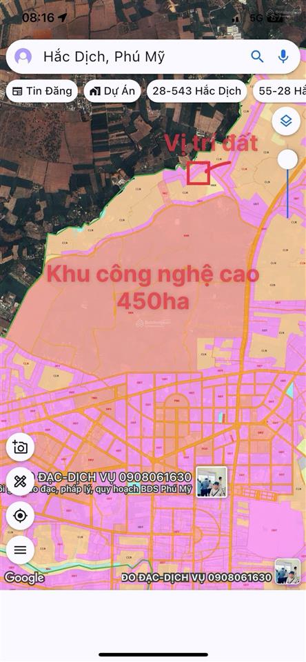 Cần bán gấp 320m2 đất phường hắc dịch  phú mỹ