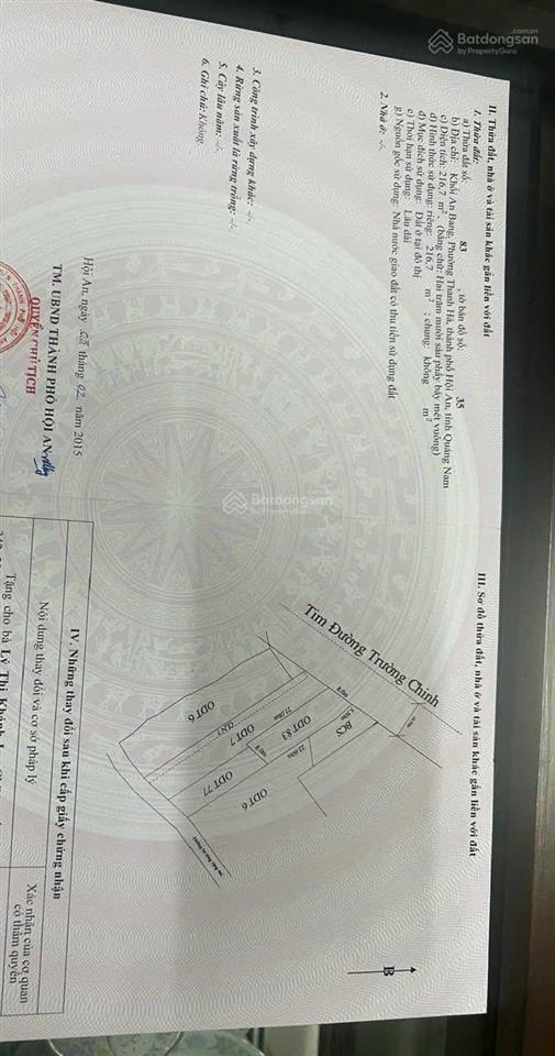 Bán đất trường chinh, 4 tỷ 8, 216m2, view đẹp tại thanh hà, hội an, quảng nam