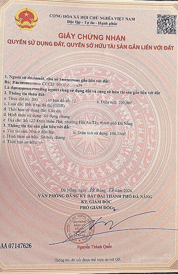 Bán nhà riêng tại 122, điện biên phủ, 7,6 tỷ, 200m2, 3pn, 1wc