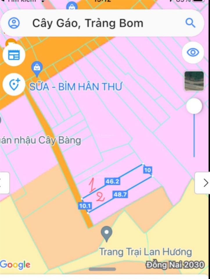 Bán đất diện tích 10 x 46m tại xã cây gáo cũ, nay thuộc xã bàu hàm, ngay khúc cây điệp. giá 1,2 tỷ