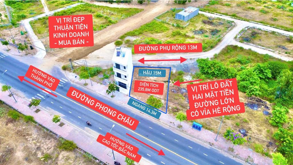 Đất mặt tiền đường phong châu rộng 26m  phường nam nha trang